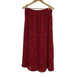 Vintage Reversible Floral Red Skirt, 1X